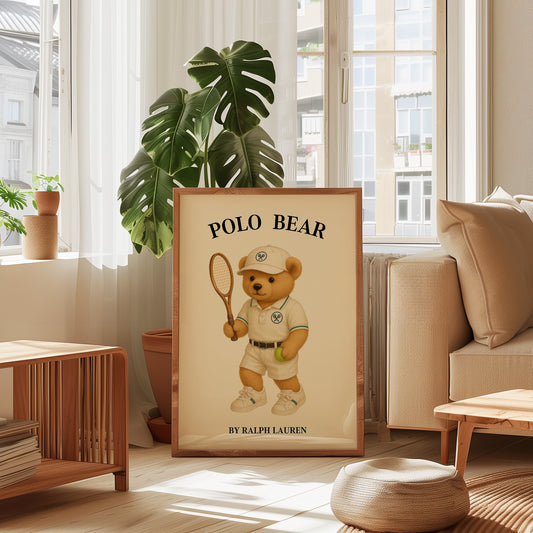 Preppy Tennis Teddy Bear Poster