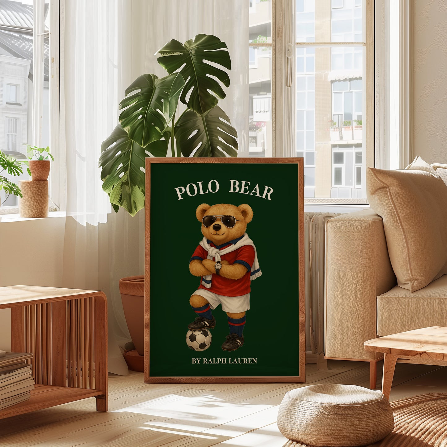 Football Bear Poster, Digital Download (D64)