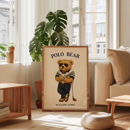 Polo Bear Poster, Golf Bear Print – Physical Print (D48.0)