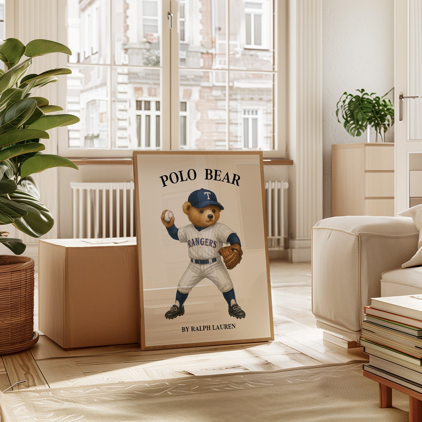Rangers Polo Bear Poster, USA Bear Print – Physical Print (D83.0)