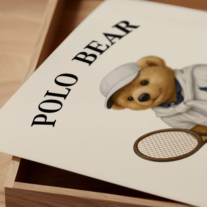 Tennis Polo Bear Poster, Sport Bear Print – Physical Print (D56.0)