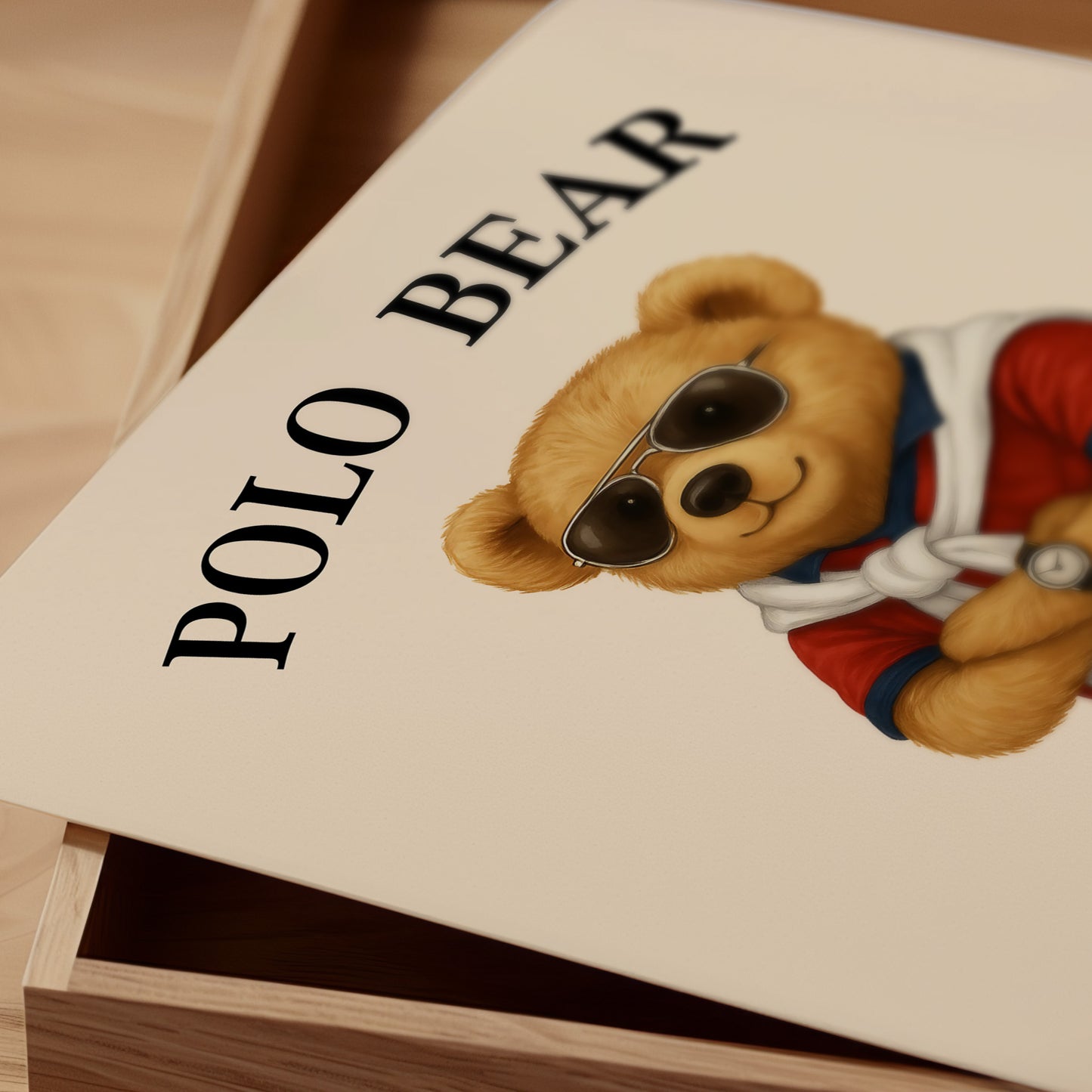 Football Polo Bear Poster, Sport Bear Print – Physical Print (D49)