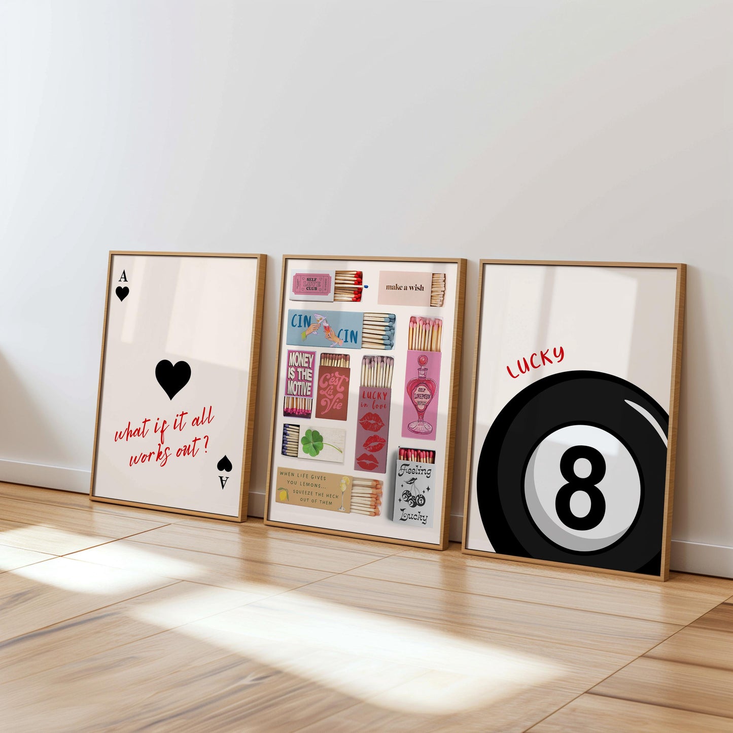 Cute Matchbox & Ace of Hearts Poster Set  – Digital Poster