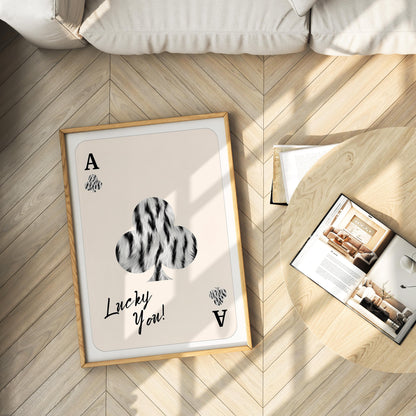 Set of 2 Playing Card Art, Leopard & Zebra Wall Art – Digital Download (B121)