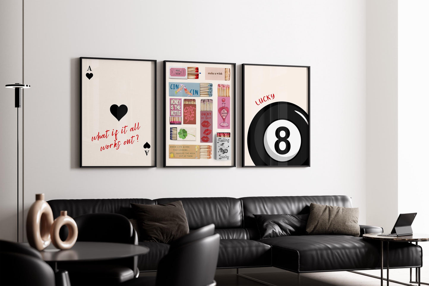 Cute Matchbox & Ace of Hearts Poster Set  – Digital Poster