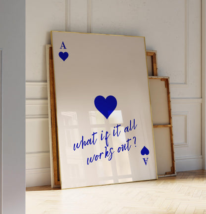 Vintage Blue Matchbox “Lucky You” Set of 3 — Digital Poster (B132)