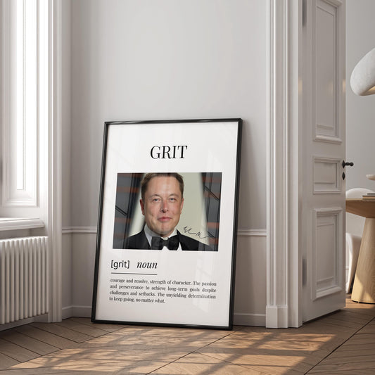 Elon Musk Poster, Grit Definition Print - Digital Poster (W06)