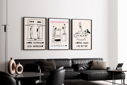 Coffee Wall Art Set, Modern Espresso Poster – Digital Poster (A19)