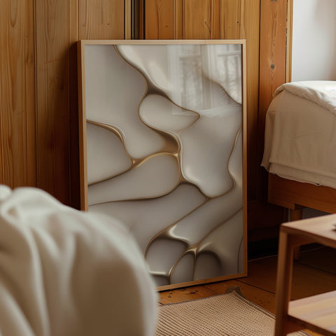 Abstract Gold and White Flow Poster