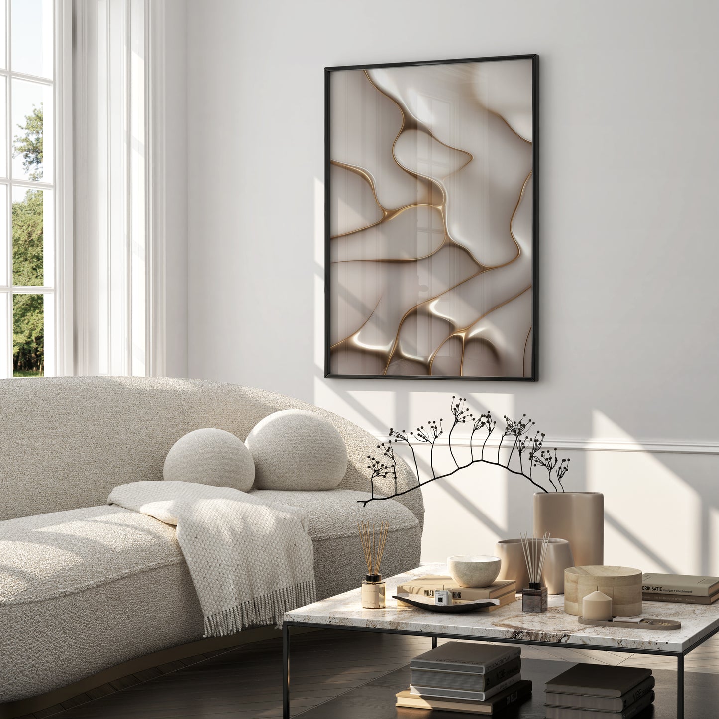 Abstract Gold and White Flow Poster