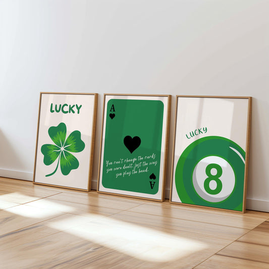 Lucky Set of 3 (Green Edition) — Digital Poster (C191)