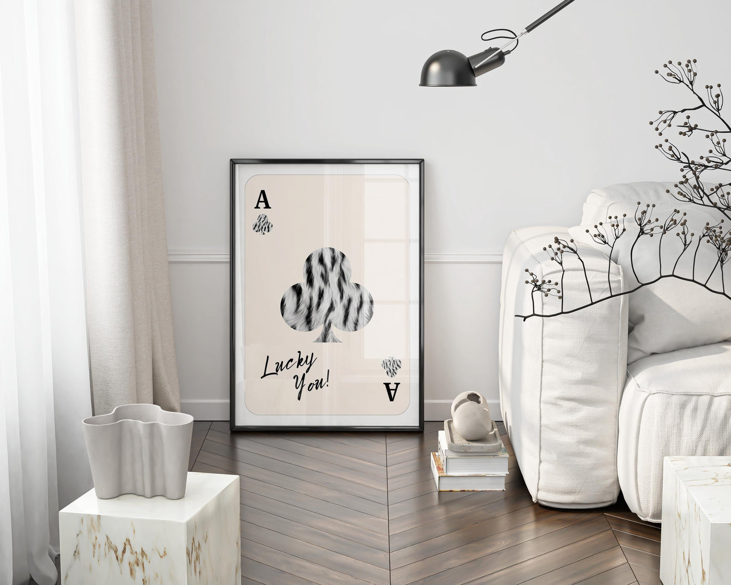 Zebra Spades Playing Card Poster, Lucky You Art – Digital Poster (B120)