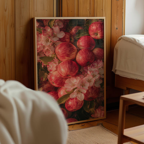 Red Apples & Blossoms Poster