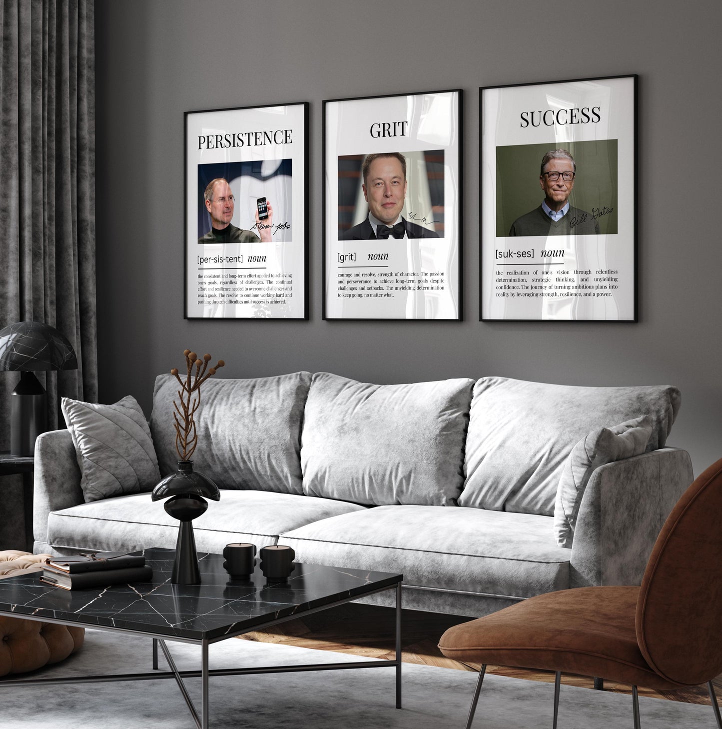 Set of 3 Definition Posters (Bill Gates, Steve Jobs, Elon Musk) — Digital Posters (W08)