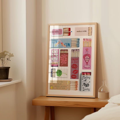 Cute Matchbox & Ace of Hearts Poster Set  – Digital Poster