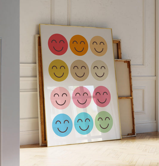Colorful Smiley Face Poster -  Digital Download - A50