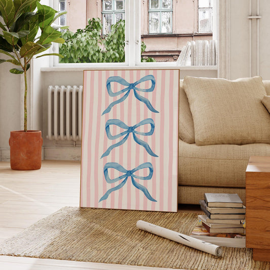 Coquette Blue Bow Poster – Digital Download - A188