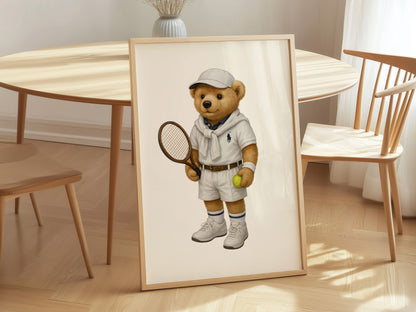 Tennis Bear Poster, Digital Download (D56)