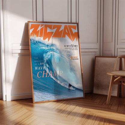 Big Wave Surfer Vintage Magazine Poster