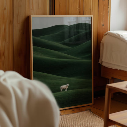 Minimalist Green Hills Sheep Poster
